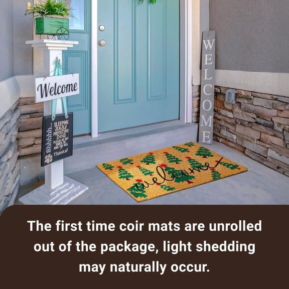 17" X 30" Merry Christmas Coco Coir Welcome Door Mat With Heavy Duty Backing - Picture 7 of 9